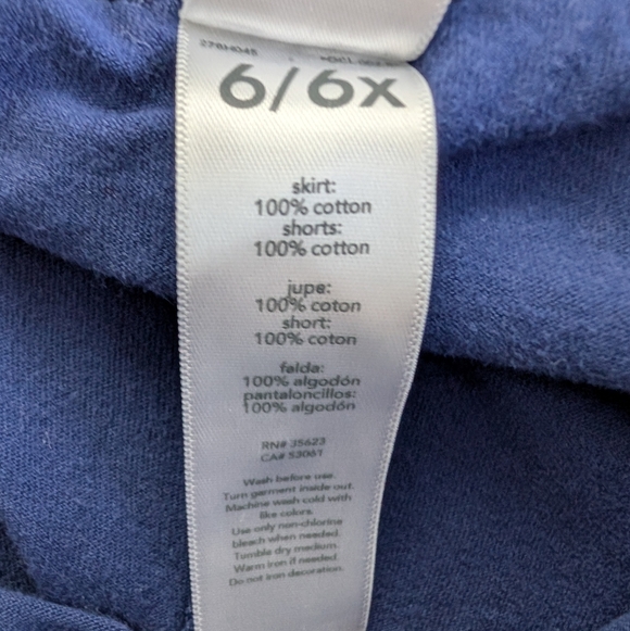 Carter's Girls Chic Navy Blue Ruffled Mini Skort Cotton Size 6/6X. - Picture 4 of 5